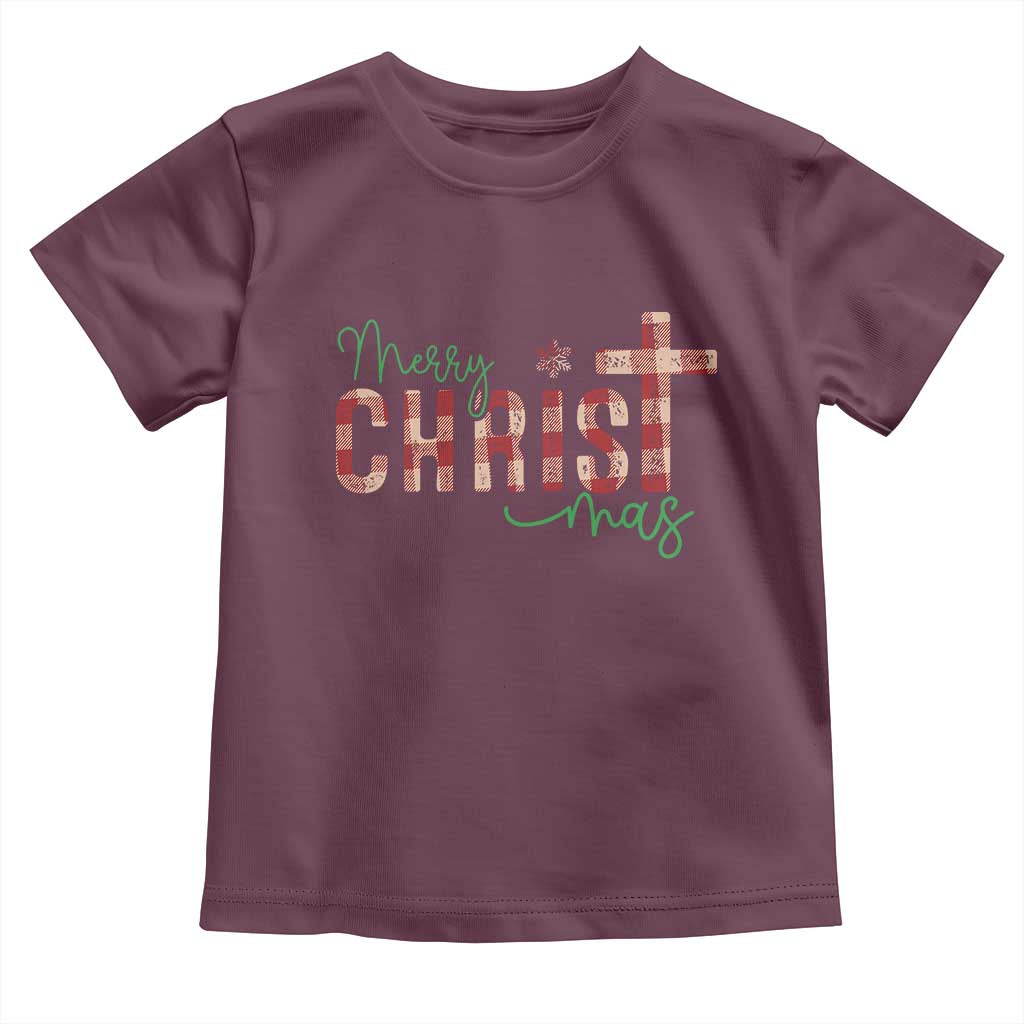 Christian Christmas Toddler T Shirt Merry Christmas Cross Faith TS11 Maroon Print Your Wear