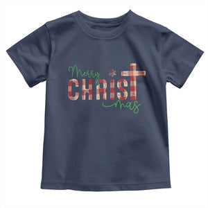 Christian Christmas Toddler T Shirt Merry Christmas Cross Faith TS11 Navy Print Your Wear