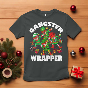 Funny Gangster Wrapper T Shirt Christmas Gangsta Elf Crew Presents TS11 Dark Heather Print Your Wear