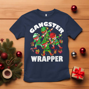 Funny Gangster Wrapper T Shirt Christmas Gangsta Elf Crew Presents TS11 Navy Print Your Wear