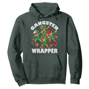 Funny Gangster Wrapper Hoodie Christmas Gangsta Elf Crew Presents TS11 Dark Forest Green Print Your Wear