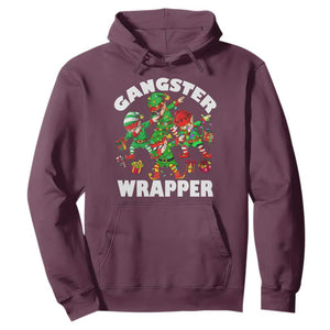 Funny Gangster Wrapper Hoodie Christmas Gangsta Elf Crew Presents TS11 Maroon Print Your Wear