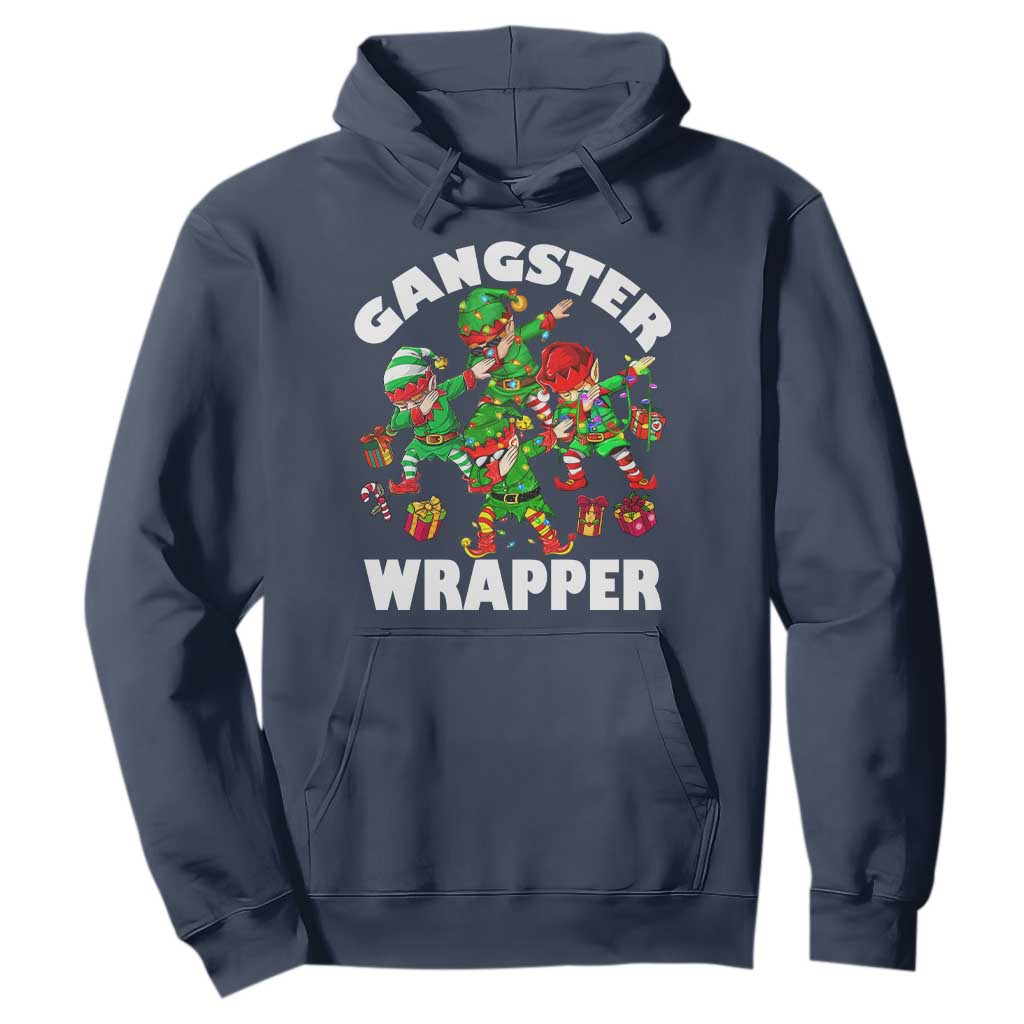 Funny Gangster Wrapper Hoodie Christmas Gangsta Elf Crew Presents TS11 Navy Print Your Wear