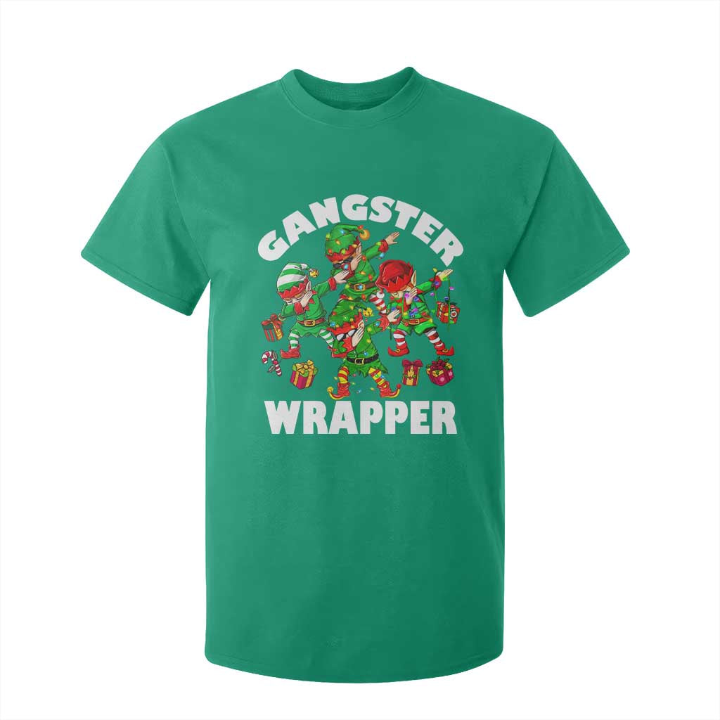 Funny Gangster Wrapper T Shirt For Kid Christmas Gangsta Elf Crew Presents TS11 Irish Green Print Your Wear