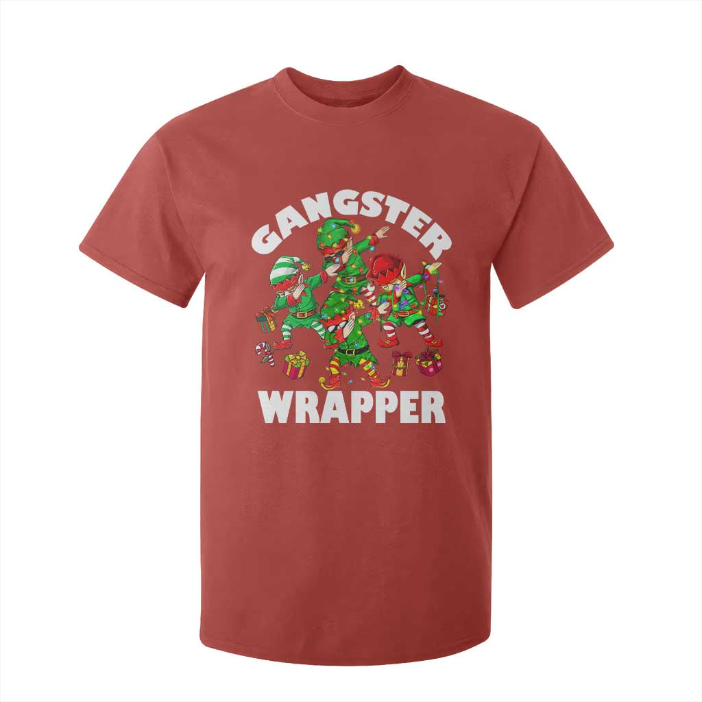 Funny Gangster Wrapper T Shirt For Kid Christmas Gangsta Elf Crew Presents TS11 Red Print Your Wear