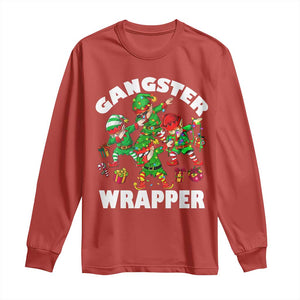 Funny Gangster Wrapper Long Sleeve Shirt Christmas Gangsta Elf Crew Presents TS11 Red Print Your Wear