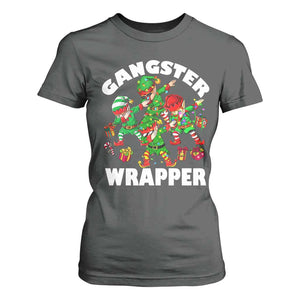 Funny Gangster Wrapper T Shirt For Women Christmas Gangsta Elf Crew Presents TS11 Dark Heather Print Your Wear