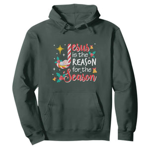 Jesus Is The Reason For The Season Hoodie Christmas Jolly Bell TS11 Dark Forest Green Print Your Wear