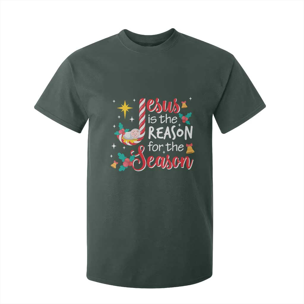 Jesus Is The Reason For The Season T Shirt For Kid Christmas Jolly Bell TS11 Dark Forest Green Print Your Wear