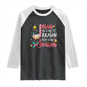 Jesus Is The Reason For The Season Raglan Shirt Christmas Jolly Bell TS11 Black White Print Your Wear