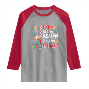 Jesus Is The Reason For The Season Raglan Shirt Christmas Jolly Bell TS11 Sport Gray Red Print Your Wear