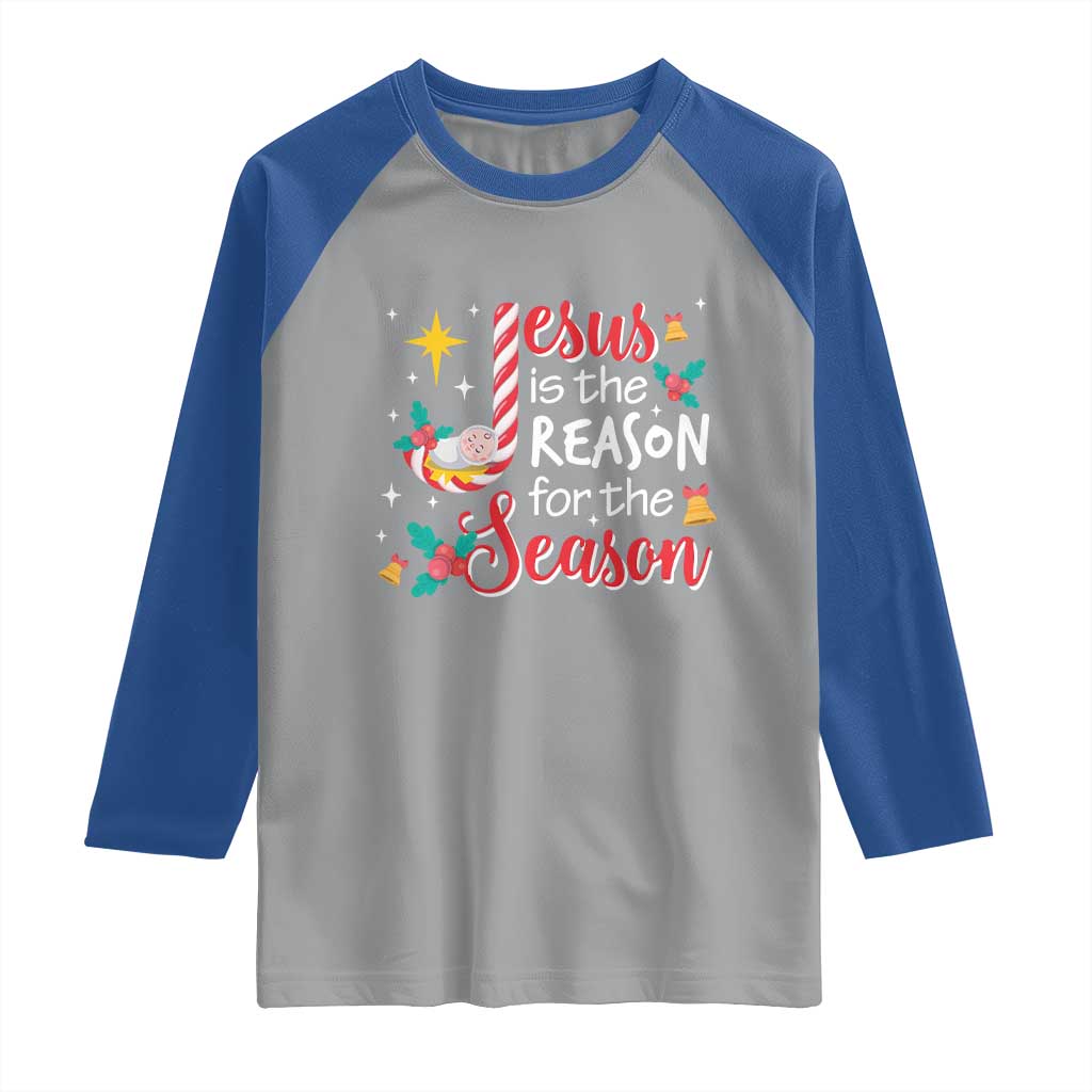Jesus Is The Reason For The Season Raglan Shirt Christmas Jolly Bell TS11 Sport Gray Royal Print Your Wear