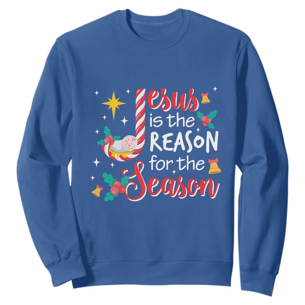 Jesus Is The Reason For The Season Sweatshirt Christmas Jolly Bell TS11 Royal Blue Print Your Wear