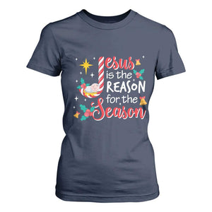 Jesus Is The Reason For The Season T Shirt For Women Christmas Jolly Bell TS11 Navy Print Your Wear