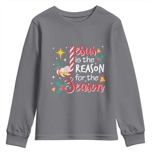 Jesus Is The Reason For The Season Youth Sweatshirt Christmas Jolly Bell TS11 Charcoal Print Your Wear