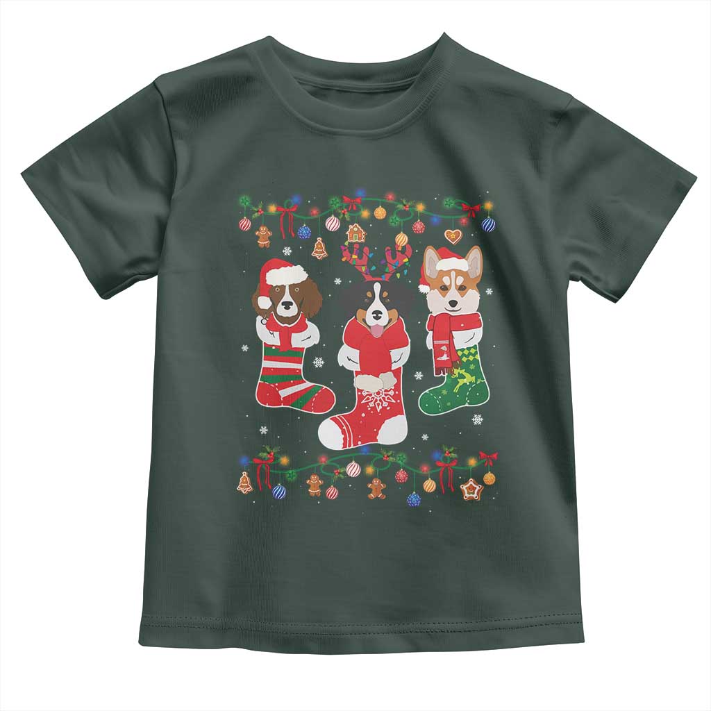 Funny Christmas Dog Owner Baby Shirt Socks Xmas Holiday TS11 Dark Forest Green Print Your Wear