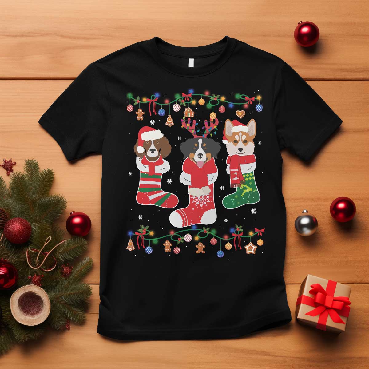 Funny Christmas Dog Owner T Shirt Socks Xmas Holiday TS11 Black Print Your Wear