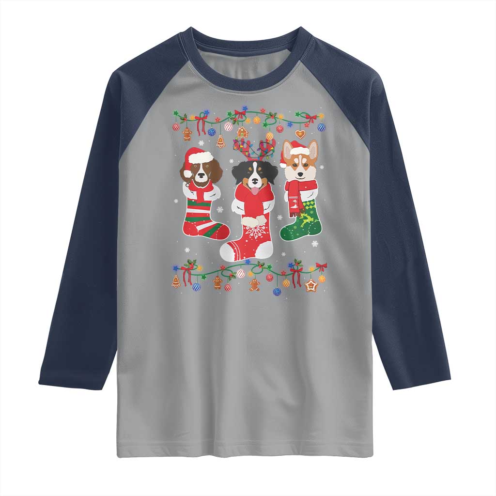 Funny Christmas Dog Owner Raglan Shirt Socks Xmas Holiday TS11 Sport Gray Navy Print Your Wear