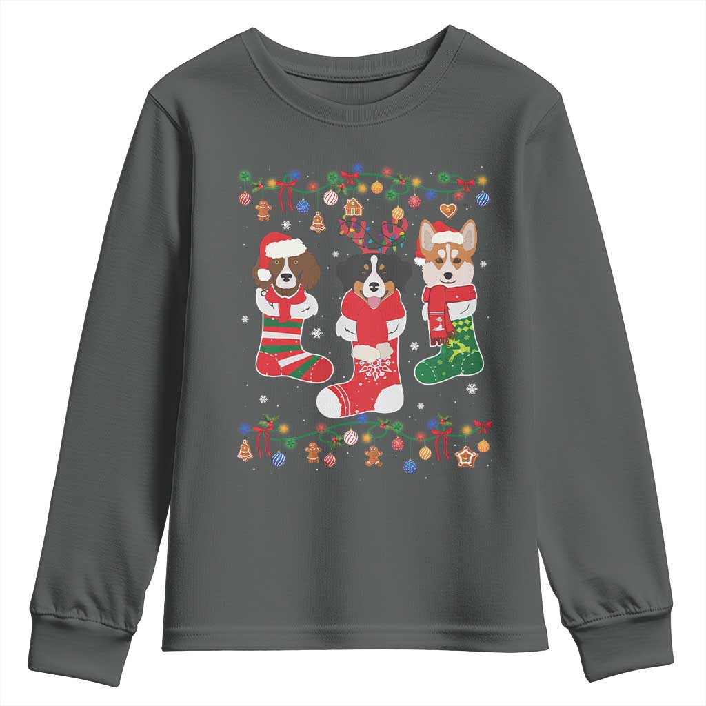 Funny Christmas Dog Owner Youth Sweatshirt Socks Xmas Holiday TS11 Dark Heather Print Your Wear