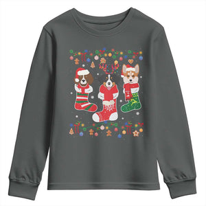 Funny Christmas Dog Owner Youth Sweatshirt Socks Xmas Holiday TS11 Dark Heather Print Your Wear