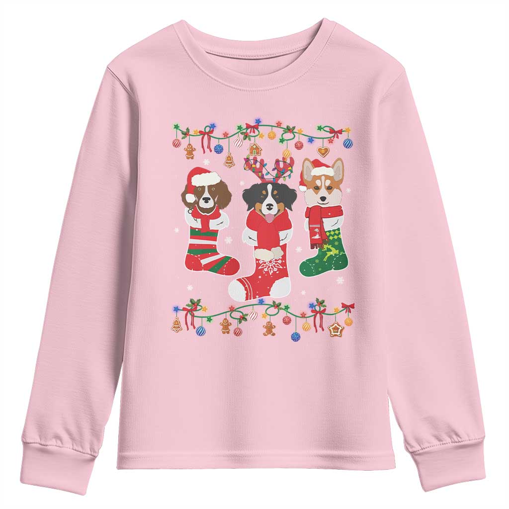 Funny Christmas Dog Owner Youth Sweatshirt Socks Xmas Holiday TS11 Light Pink Print Your Wear
