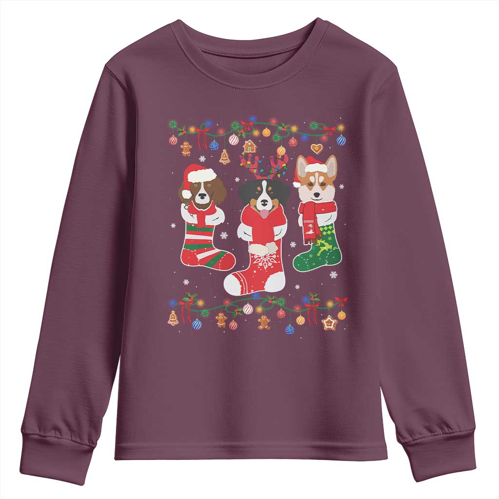 Funny Christmas Dog Owner Youth Sweatshirt Socks Xmas Holiday TS11 Maroon Print Your Wear