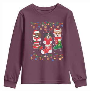 Funny Christmas Dog Owner Youth Sweatshirt Socks Xmas Holiday TS11 Maroon Print Your Wear