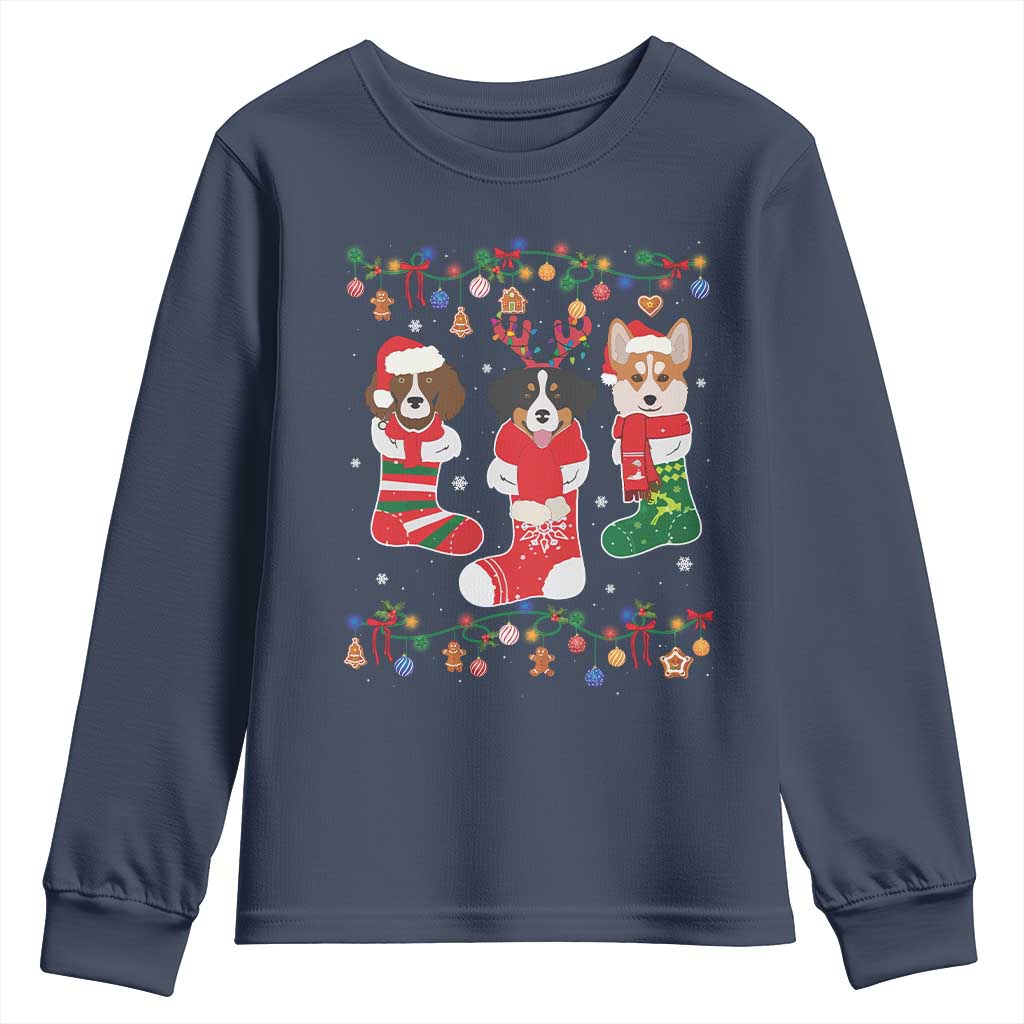 Funny Christmas Dog Owner Youth Sweatshirt Socks Xmas Holiday TS11 Navy Print Your Wear