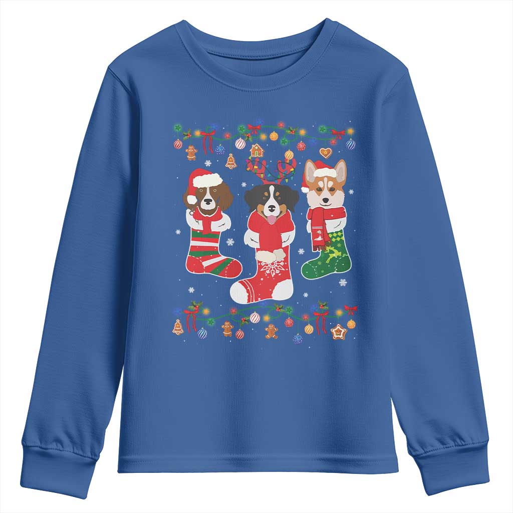 Funny Christmas Dog Owner Youth Sweatshirt Socks Xmas Holiday TS11 Royal Blue Print Your Wear