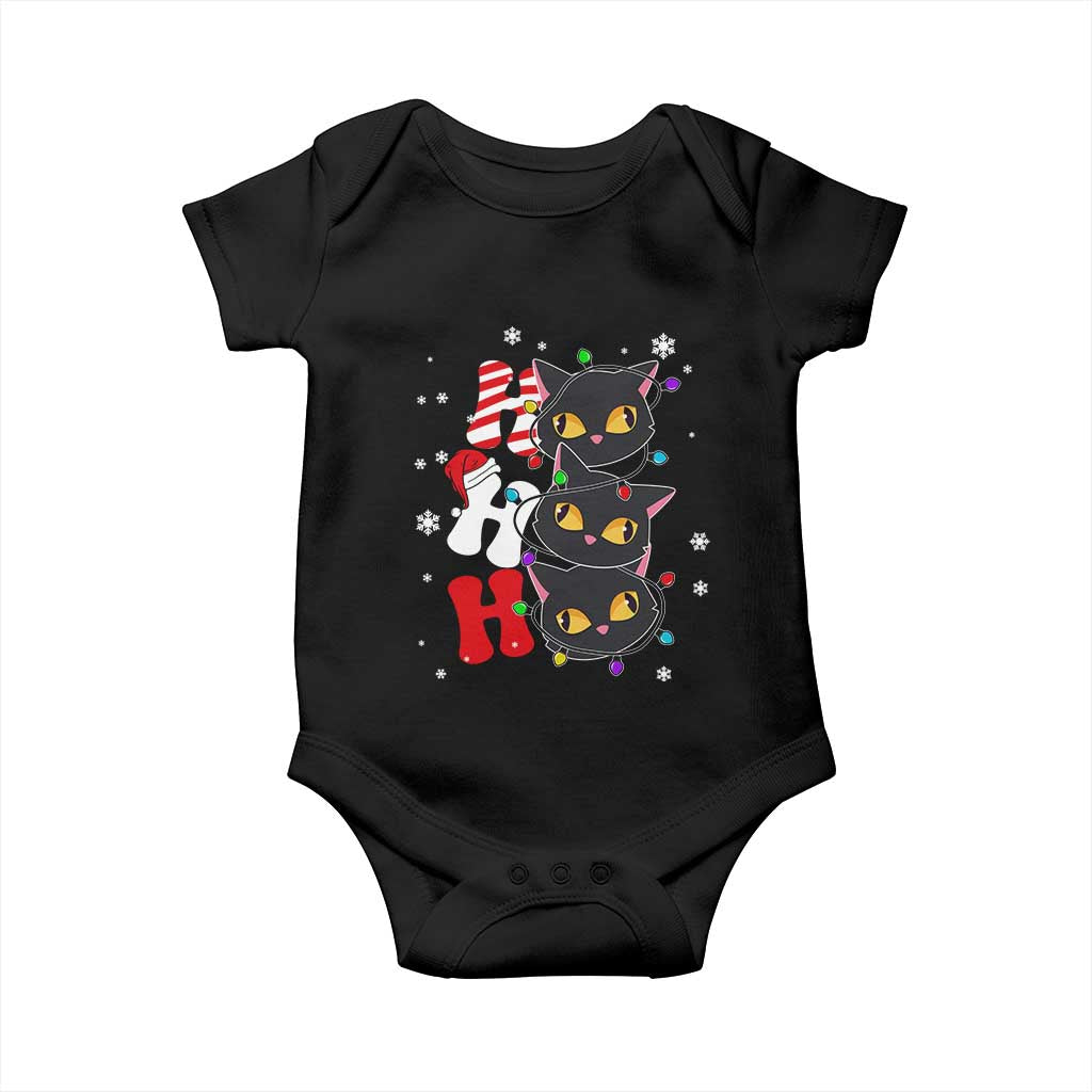 Funny Christmas Black Cat Triple Ho Baby Onesie TS11 Black Print Your Wear