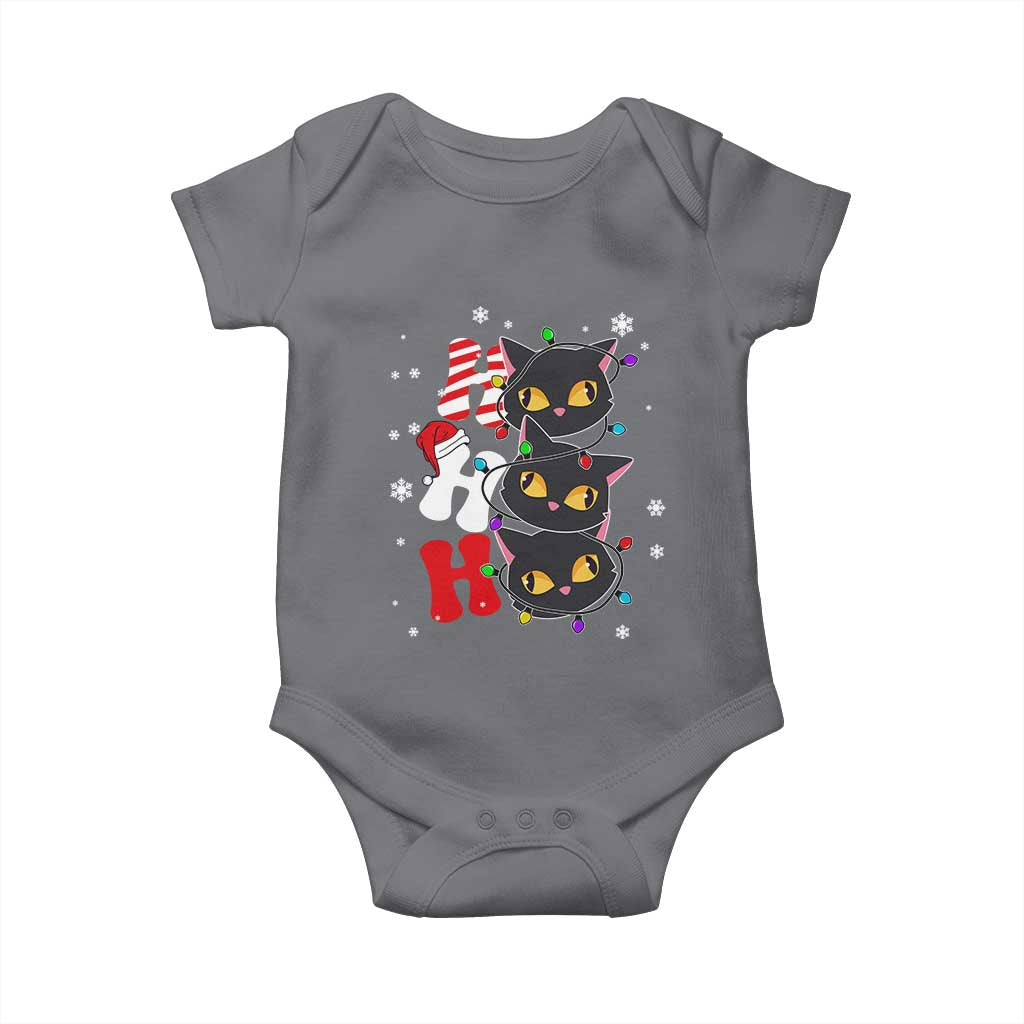 Funny Christmas Black Cat Triple Ho Baby Onesie TS11 Charcoal Print Your Wear