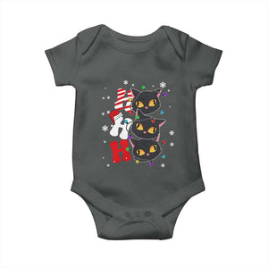 Funny Christmas Black Cat Triple Ho Baby Onesie TS11 Dark Heather Print Your Wear