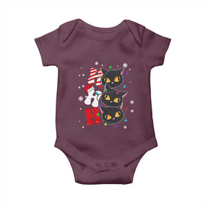 Funny Christmas Black Cat Triple Ho Baby Onesie TS11 Maroon Print Your Wear