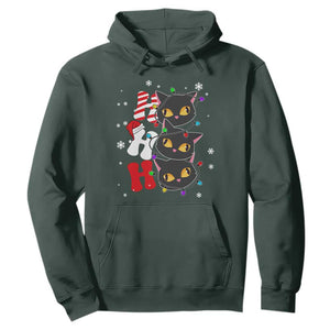 Funny Christmas Black Cat Triple Ho Hoodie TS11 Dark Forest Green Print Your Wear