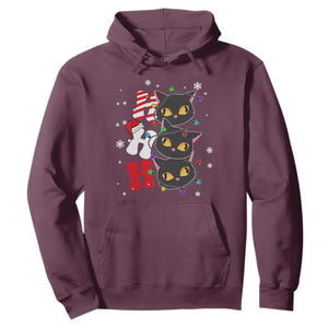 Funny Christmas Black Cat Triple Ho Hoodie TS11 Maroon Print Your Wear