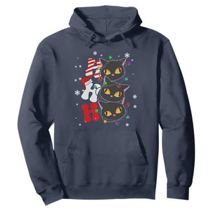 Funny Christmas Black Cat Triple Ho Hoodie TS11 Navy Print Your Wear
