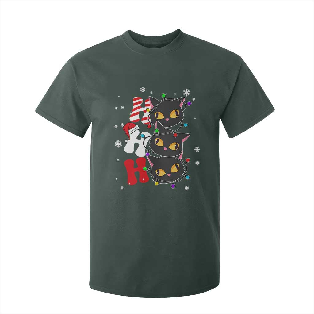 Funny Christmas Black Cat Triple Ho T Shirt For Kid TS11 Dark Forest Green Print Your Wear