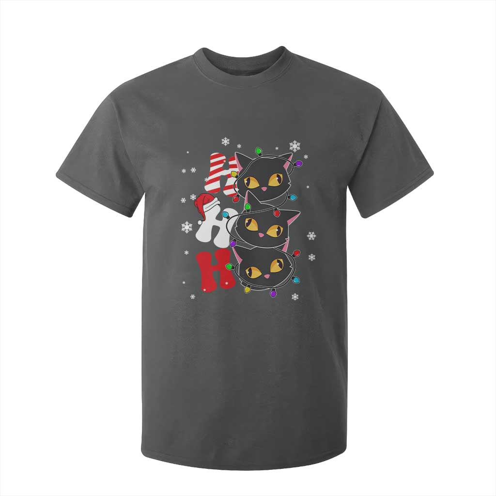 Funny Christmas Black Cat Triple Ho T Shirt For Kid TS11 Dark Heather Print Your Wear