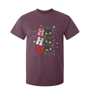 Funny Christmas Black Cat Triple Ho T Shirt For Kid TS11 Maroon Print Your Wear