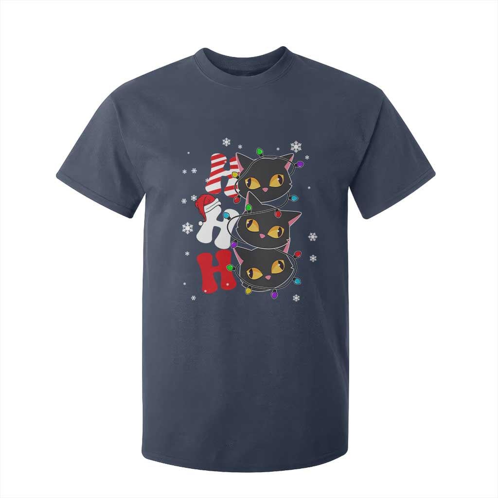 Funny Christmas Black Cat Triple Ho T Shirt For Kid TS11 Navy Print Your Wear