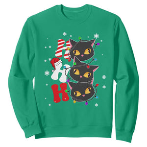Funny Christmas Black Cat Triple Ho Sweatshirt TS11 Irish Green Print Your Wear