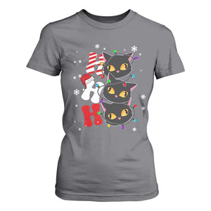 Funny Christmas Black Cat Triple Ho T Shirt For Women TS11 Charcoal Print Your Wear