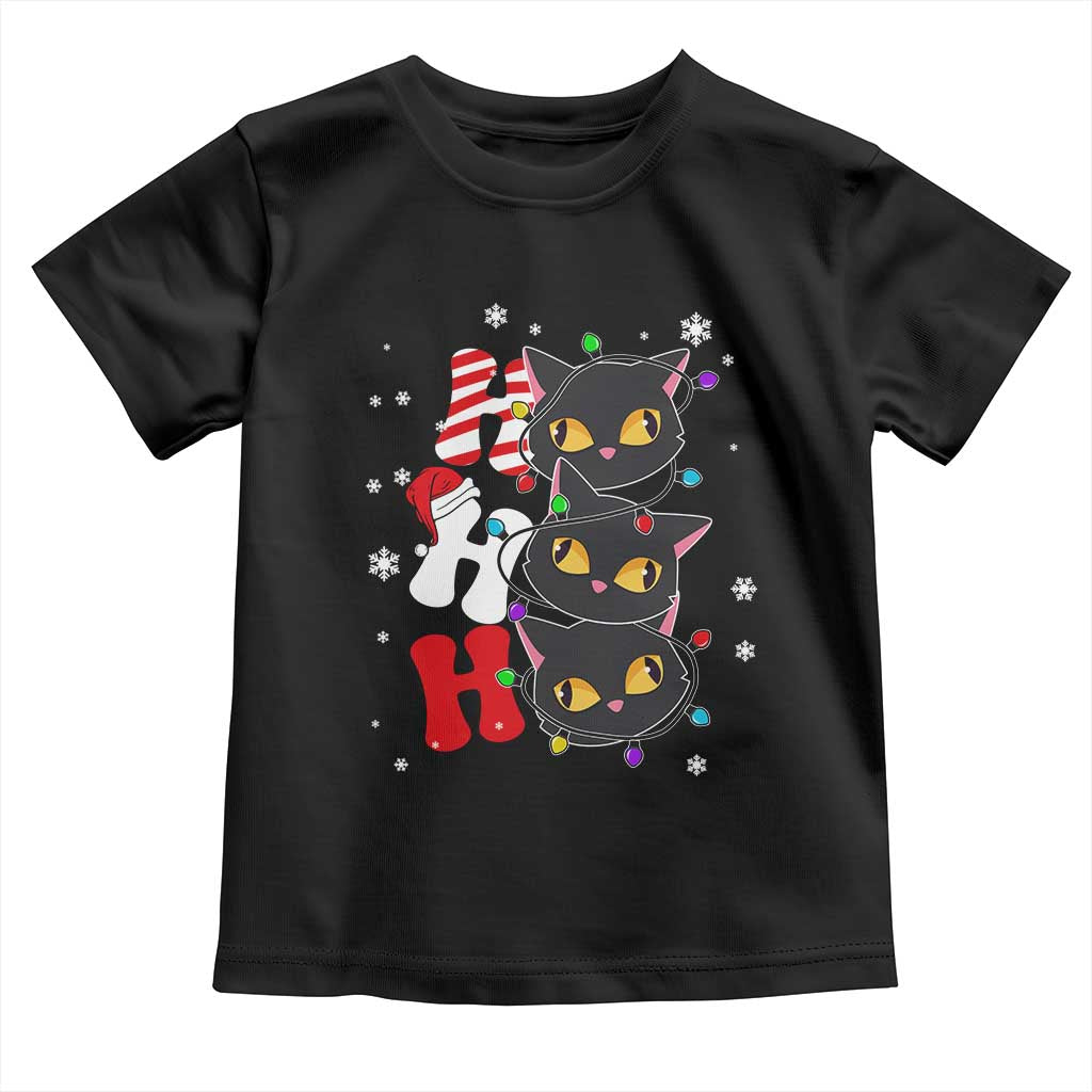 Funny Christmas Black Cat Triple Ho Toddler T Shirt TS11 Black Print Your Wear