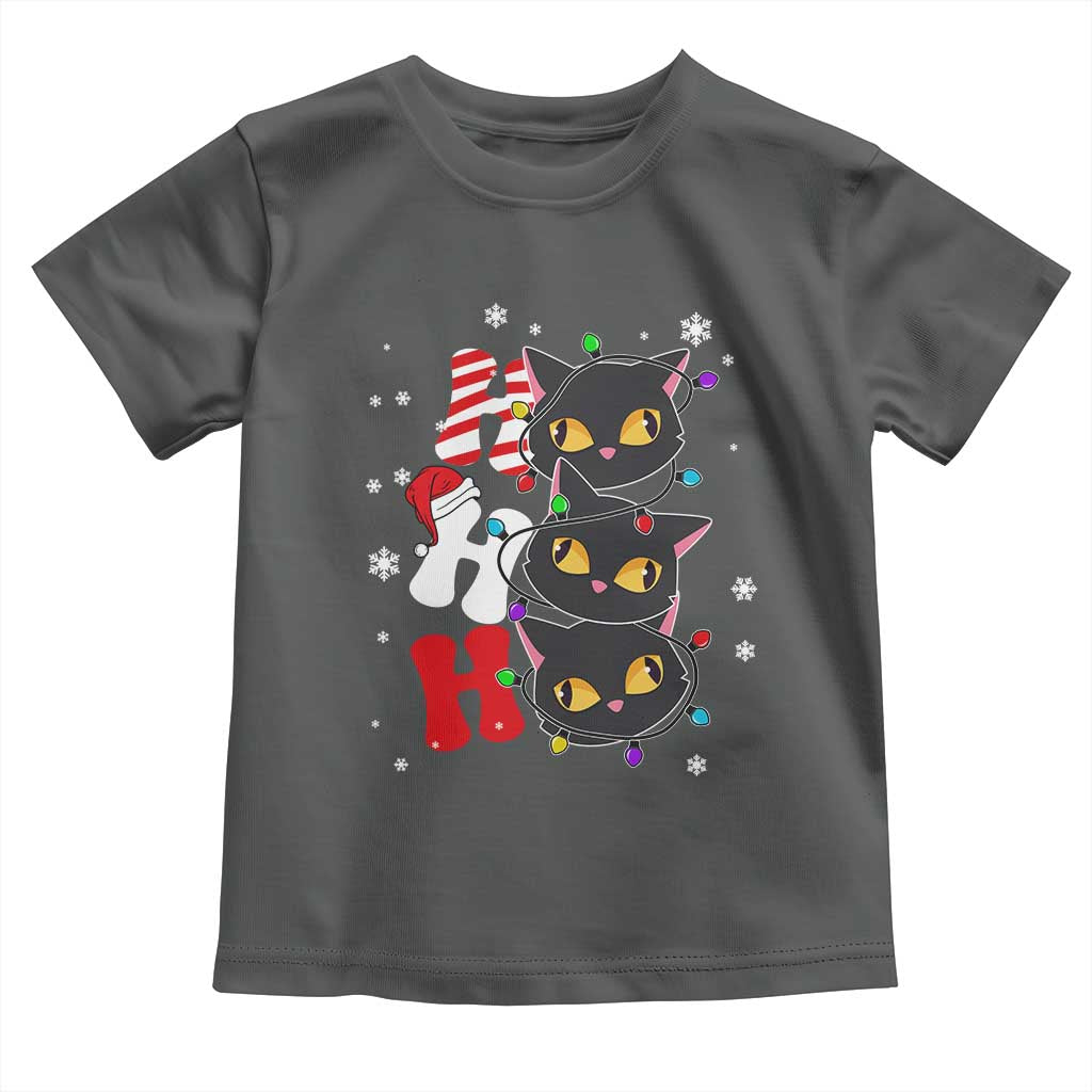 Funny Christmas Black Cat Triple Ho Toddler T Shirt TS11 Dark Heather Print Your Wear