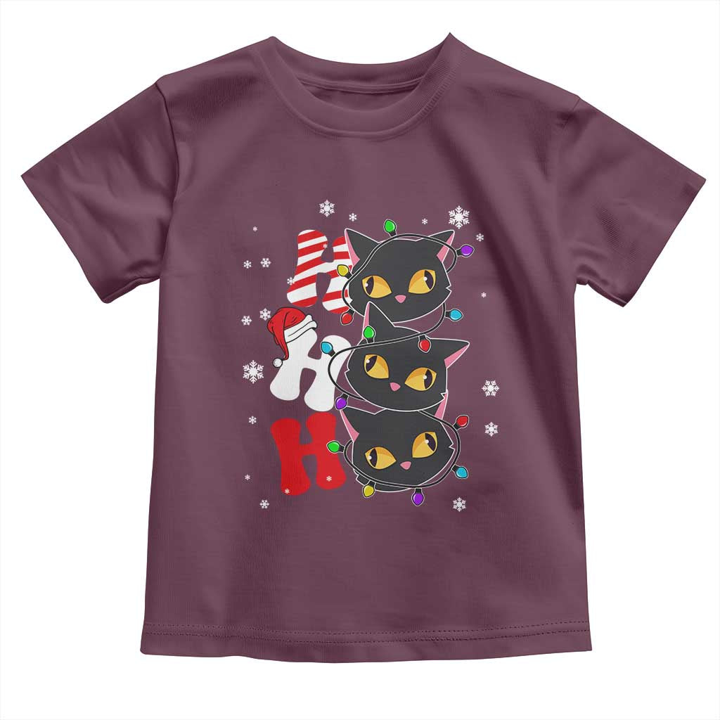 Funny Christmas Black Cat Triple Ho Toddler T Shirt TS11 Maroon Print Your Wear
