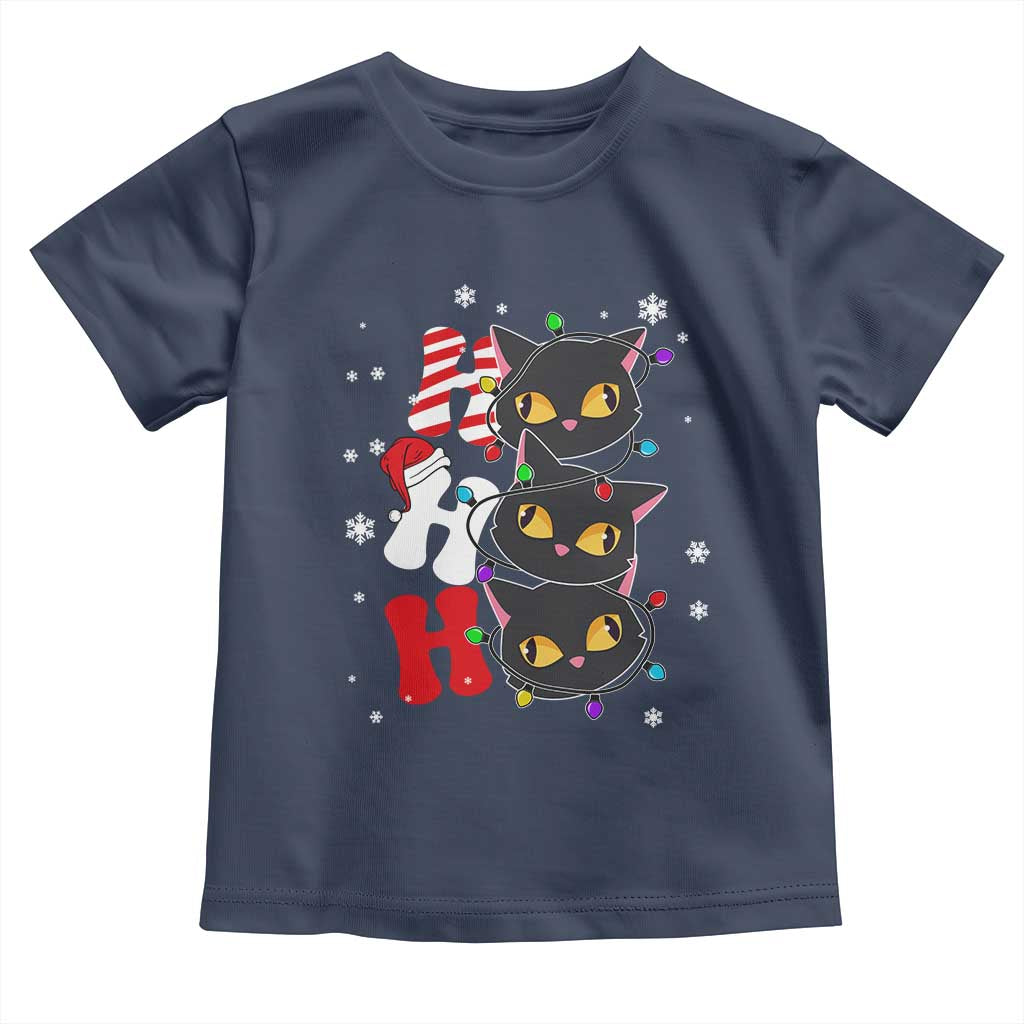 Funny Christmas Black Cat Triple Ho Toddler T Shirt TS11 Navy Print Your Wear