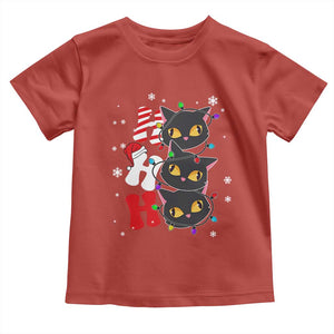 Funny Christmas Black Cat Triple Ho Toddler T Shirt TS11 Red Print Your Wear