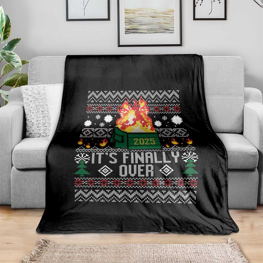 Funny Christmas Lil Dumpster Fire Throw Blanket It Is Finally Over 2025 TS11 Print Your Wear