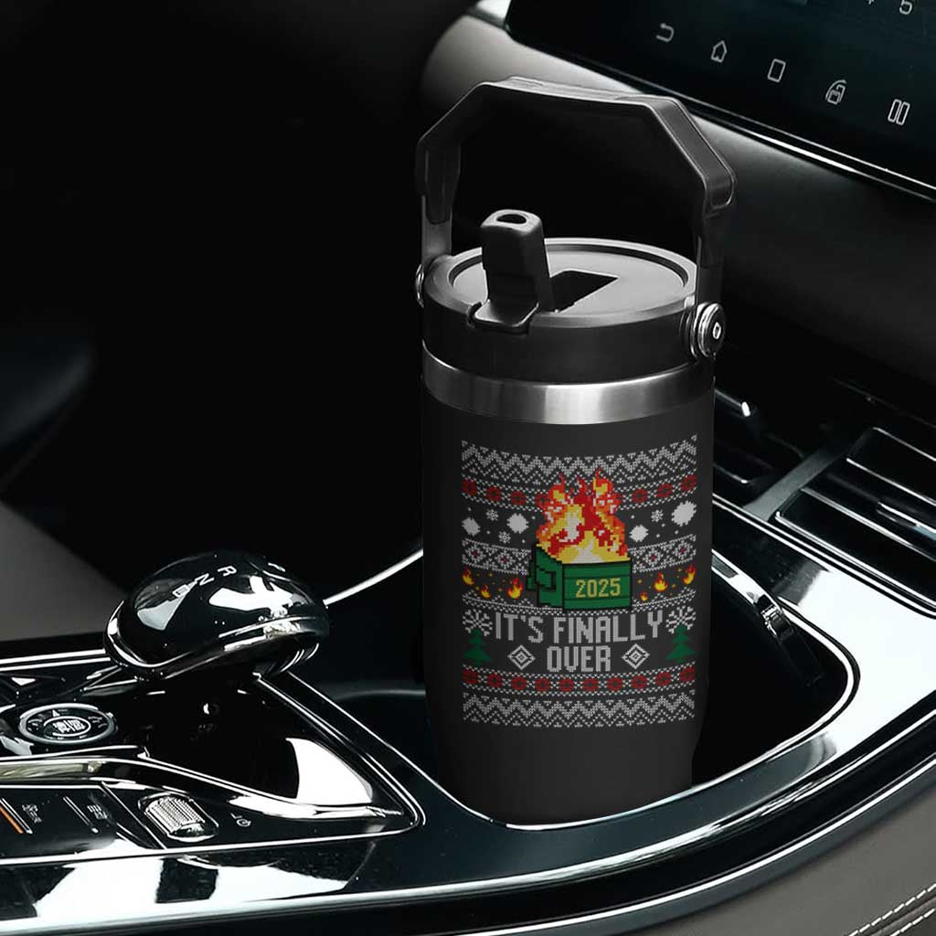 Funny Christmas Lil Dumpster Fire Flip Straw Tumbler It Is Finally Over 2025 TS11 Print Your Wear