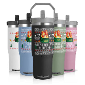 Funny Christmas Lil Dumpster Fire Flip Straw Tumbler It Is Finally Over 2025 TS11 Print Your Wear